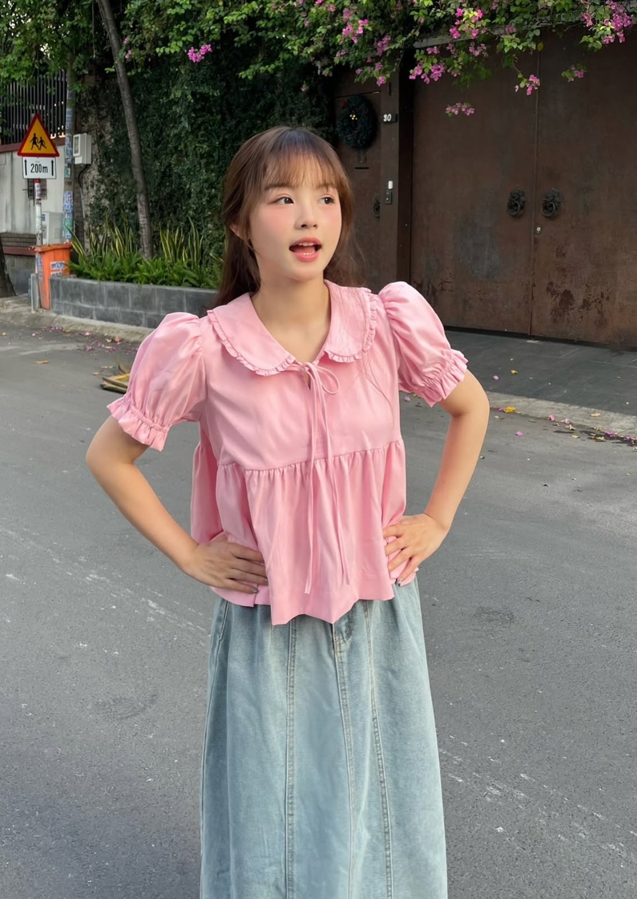 Bubble blush top