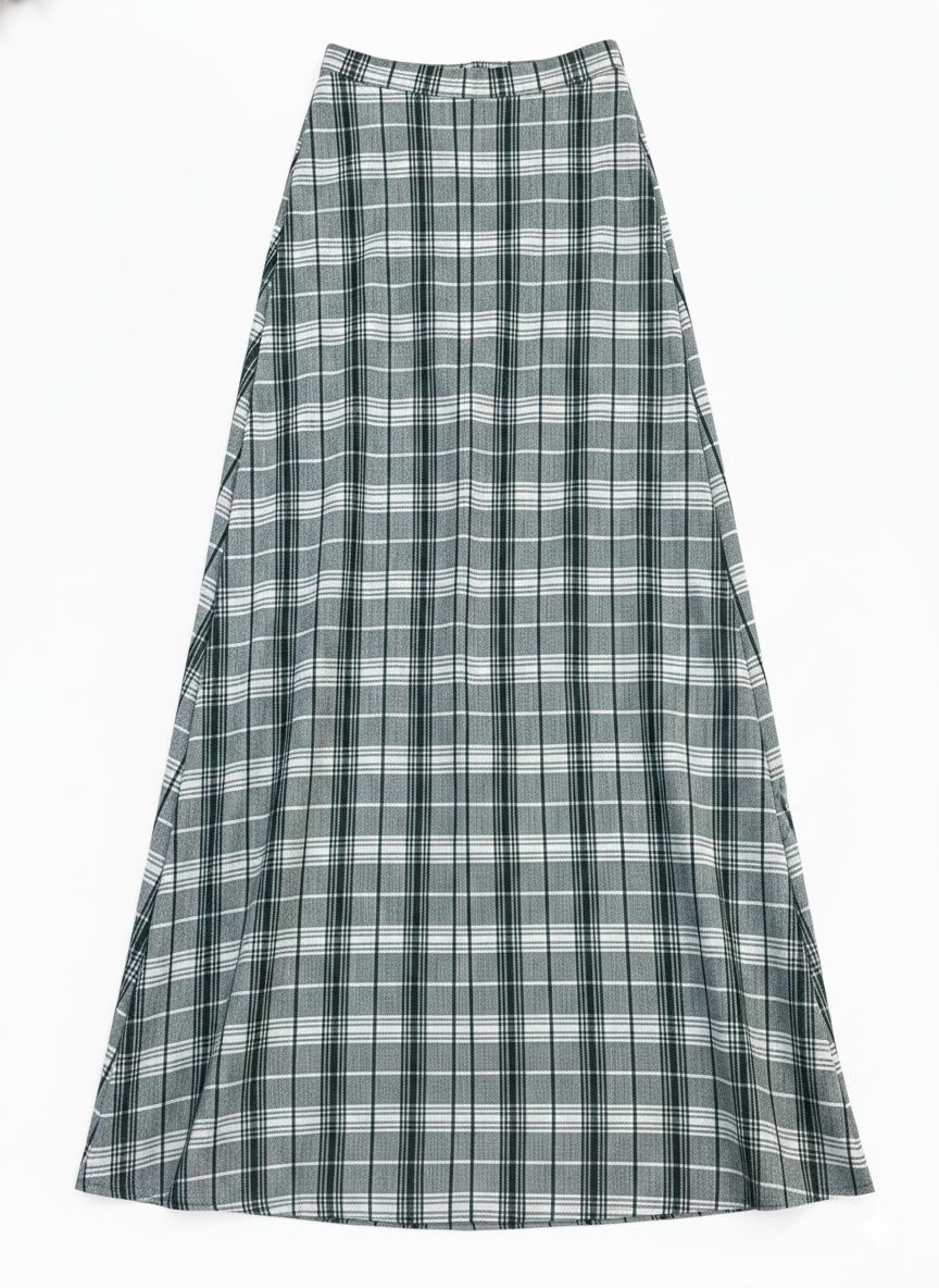 Green check skirt