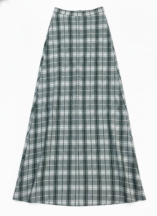 Green check skirt