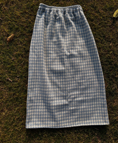 Soft Blue Check Skirt