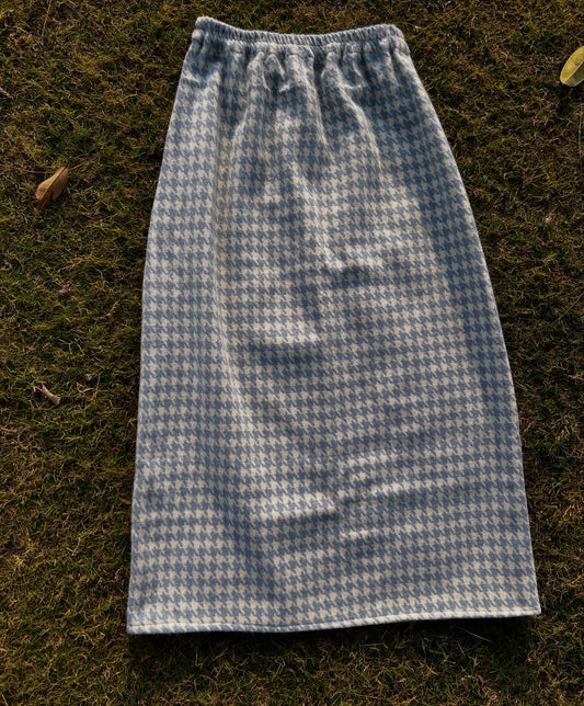 Soft Blue Check Skirt