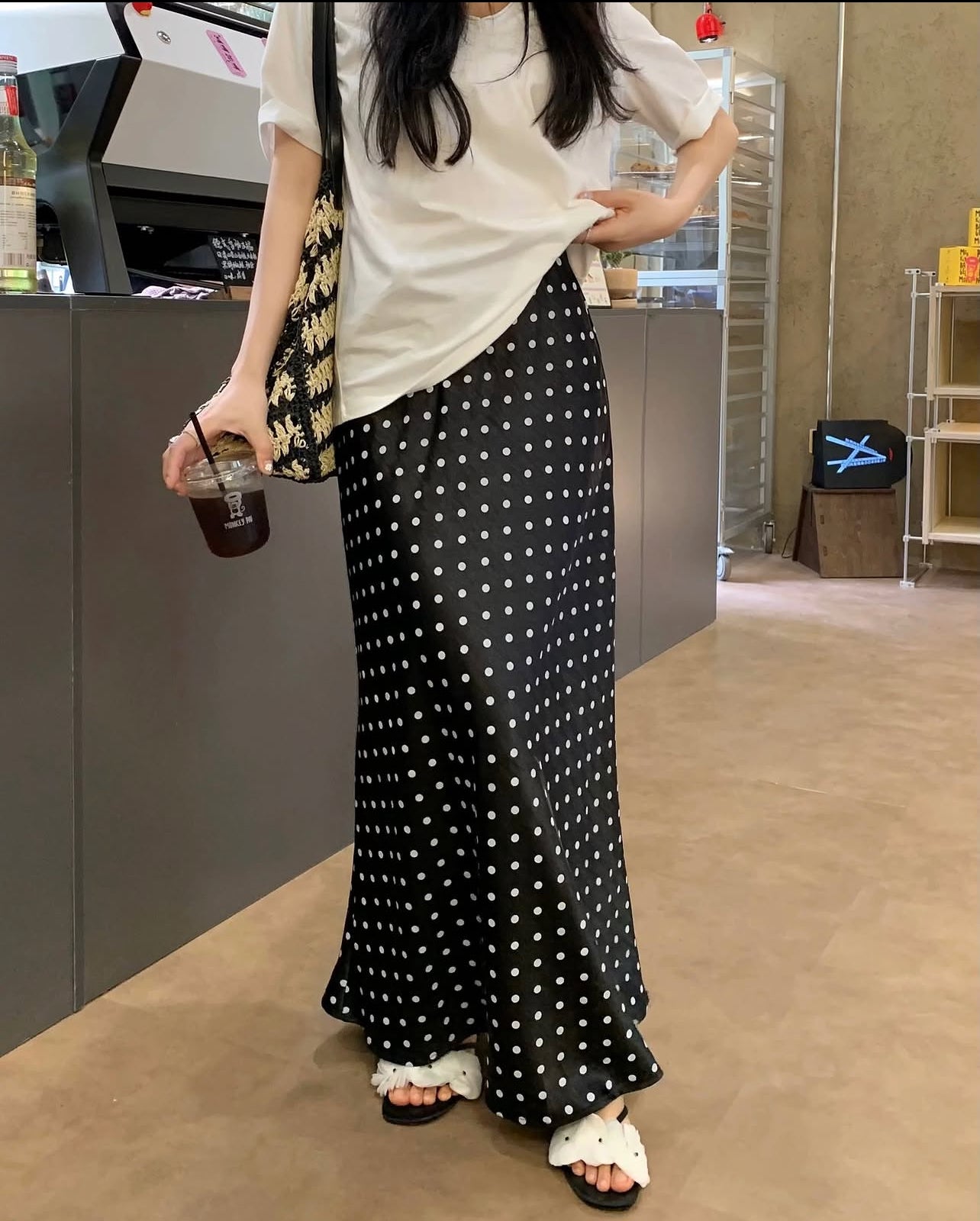 Polka Silk Skirt