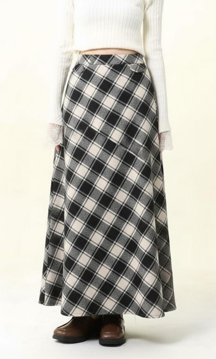 Mono plaid skirt