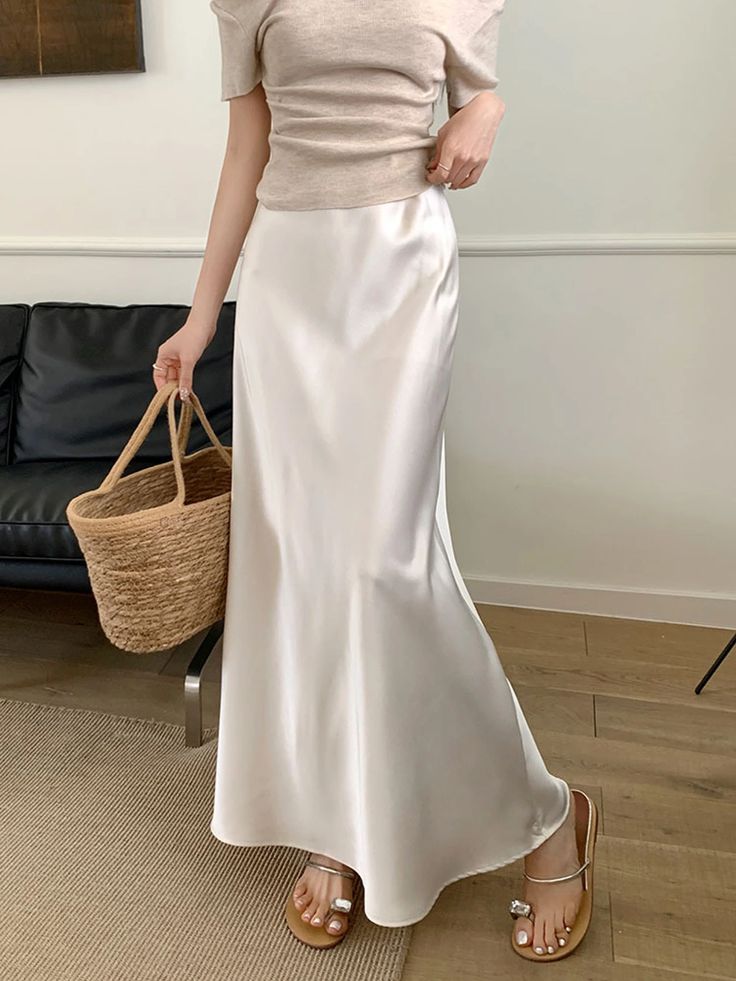 pearl satin skirt