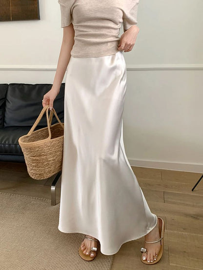 pearl satin skirt