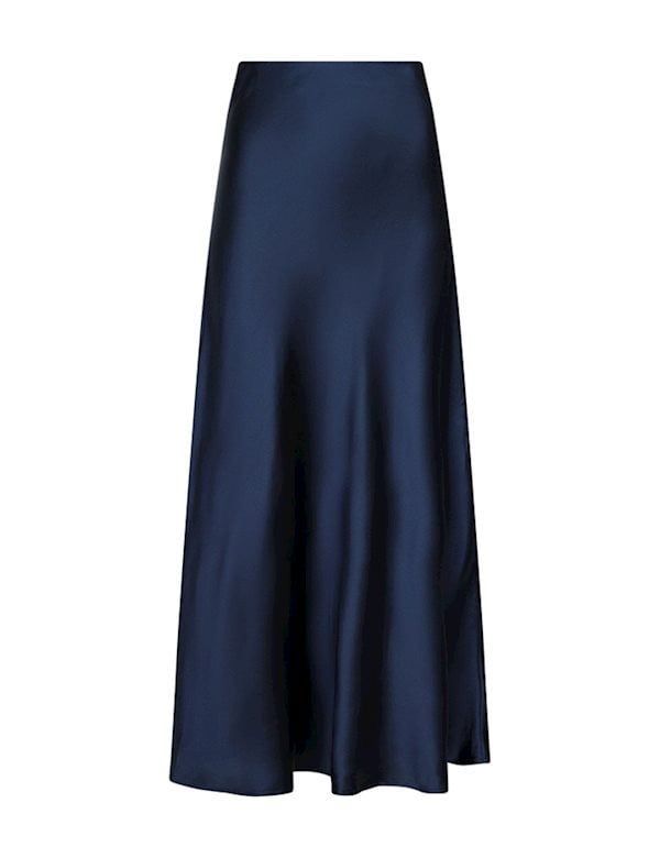 Navy Blue Satin Skirt