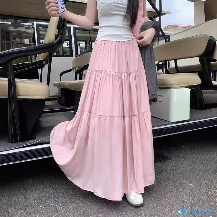 Pastel pink maxi skirt
