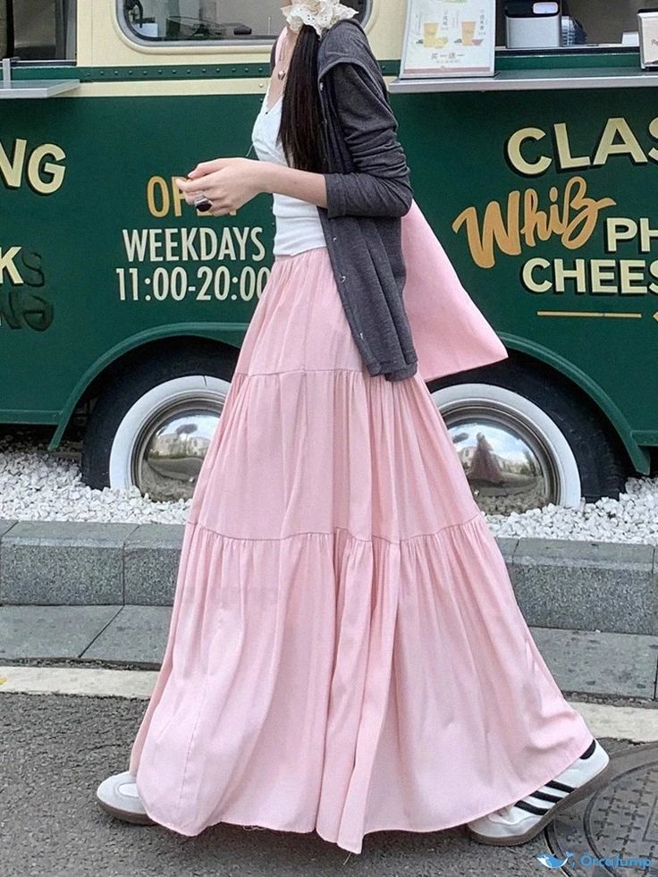 Pastel pink maxi skirt